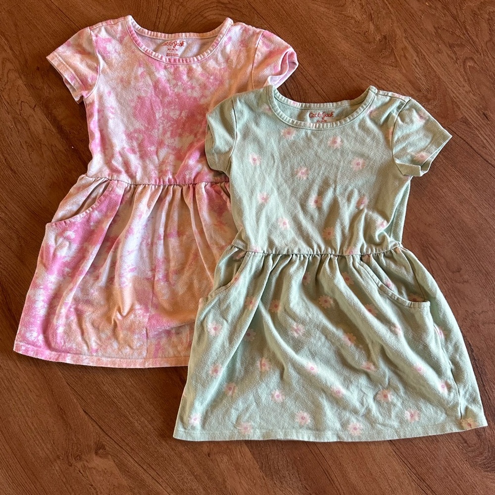 Kids Floral Dress Set - Pink and Green wonder nation